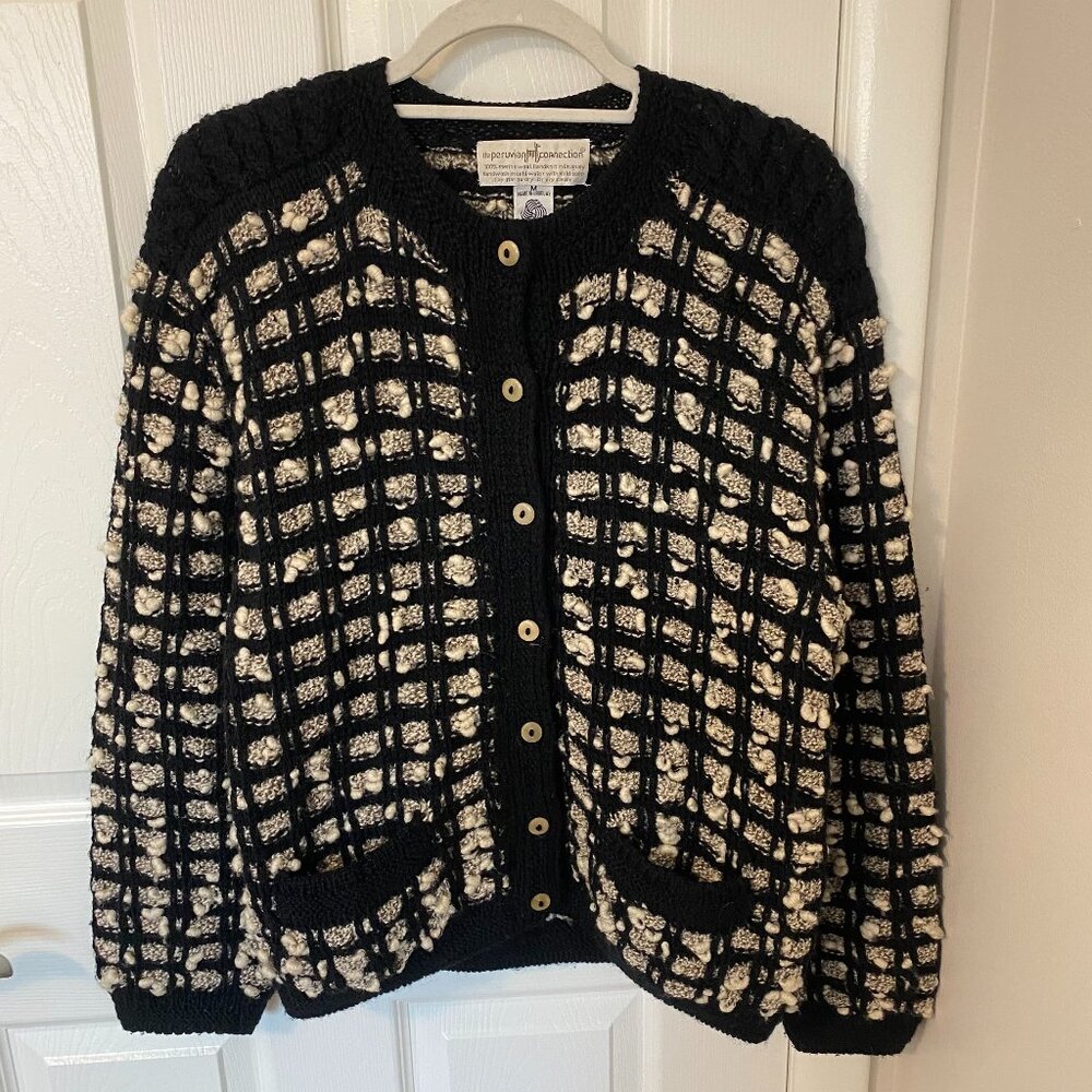 Peruvian Connection Vintage 100% Merino Wool Handknit Cardigan‎ Women's Medium